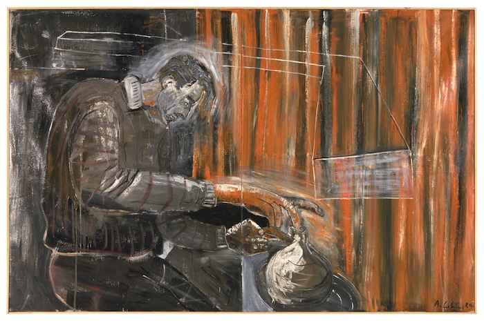 Albert Oehlen, Selbstportrait mit Einlochtopf, 1984, oil on canvas. COURTESY THE ARTIST AND GALERIE MAX HETZLER, BERLIN/COLLECTION OF LIZ AND ERIC LEFKOFSKY